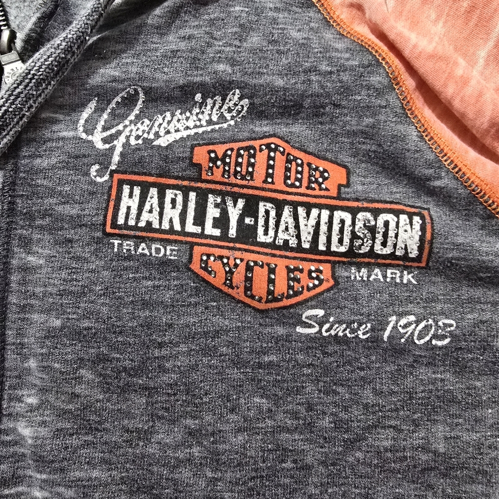 Harley-Davidson Genuine Oil Can Burnout Hoodie Colorblock Women's  99195-14VW 1W - Picture 2 of 9